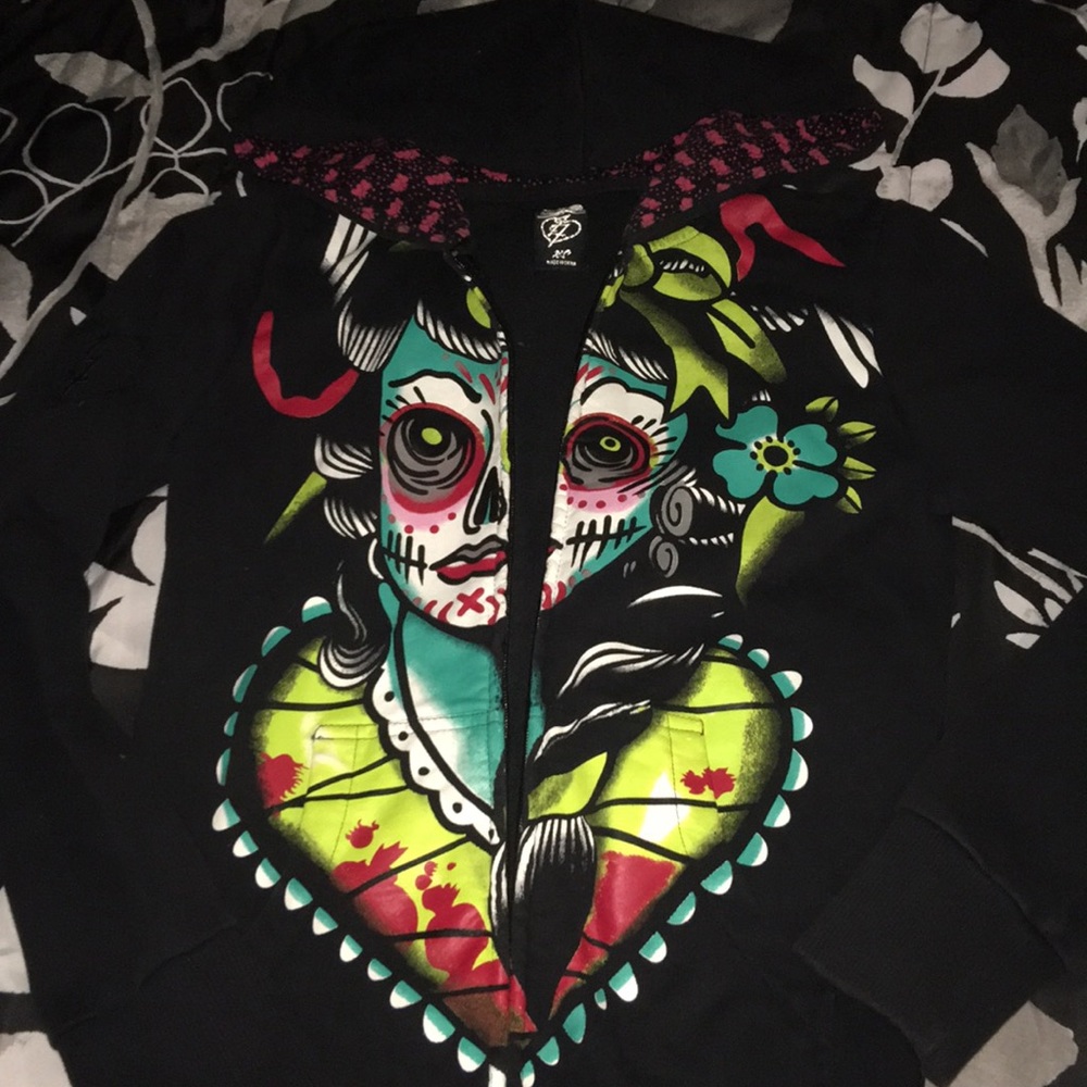 Sugar skull zip up